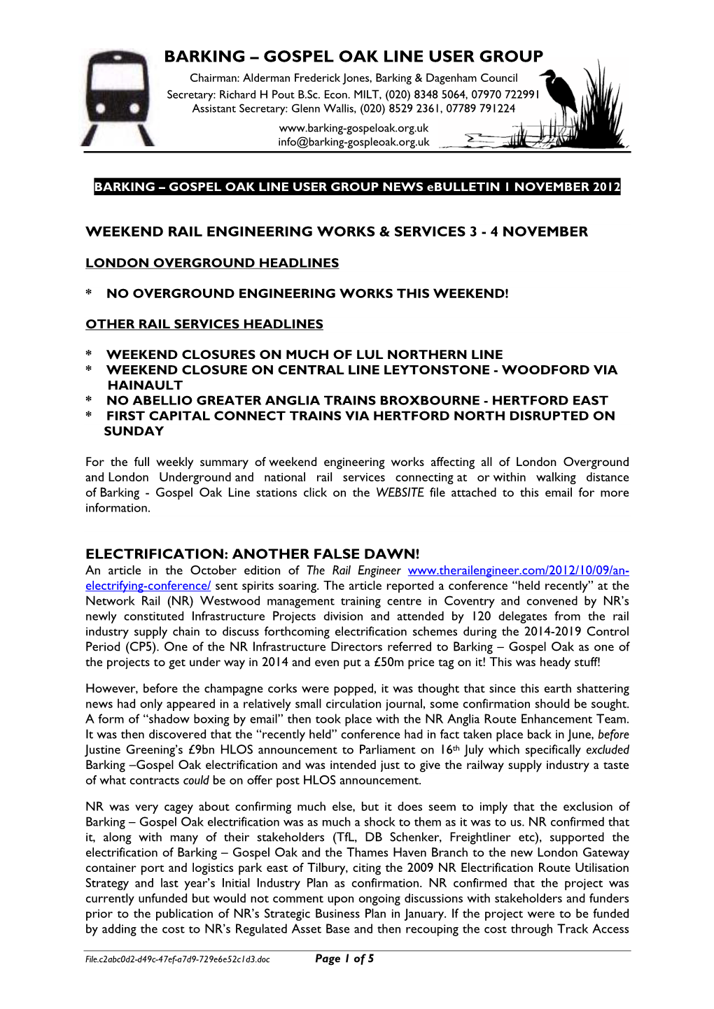 Barking – Gospel Oak Line User Group