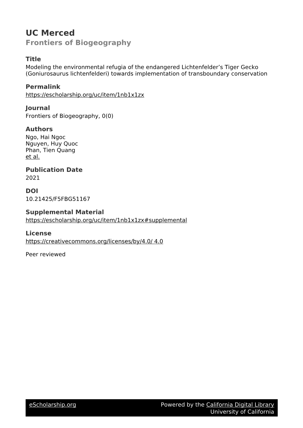 Goniurosaurus Lichtenfelderi) Towards Implementation of Transboundary Conservation