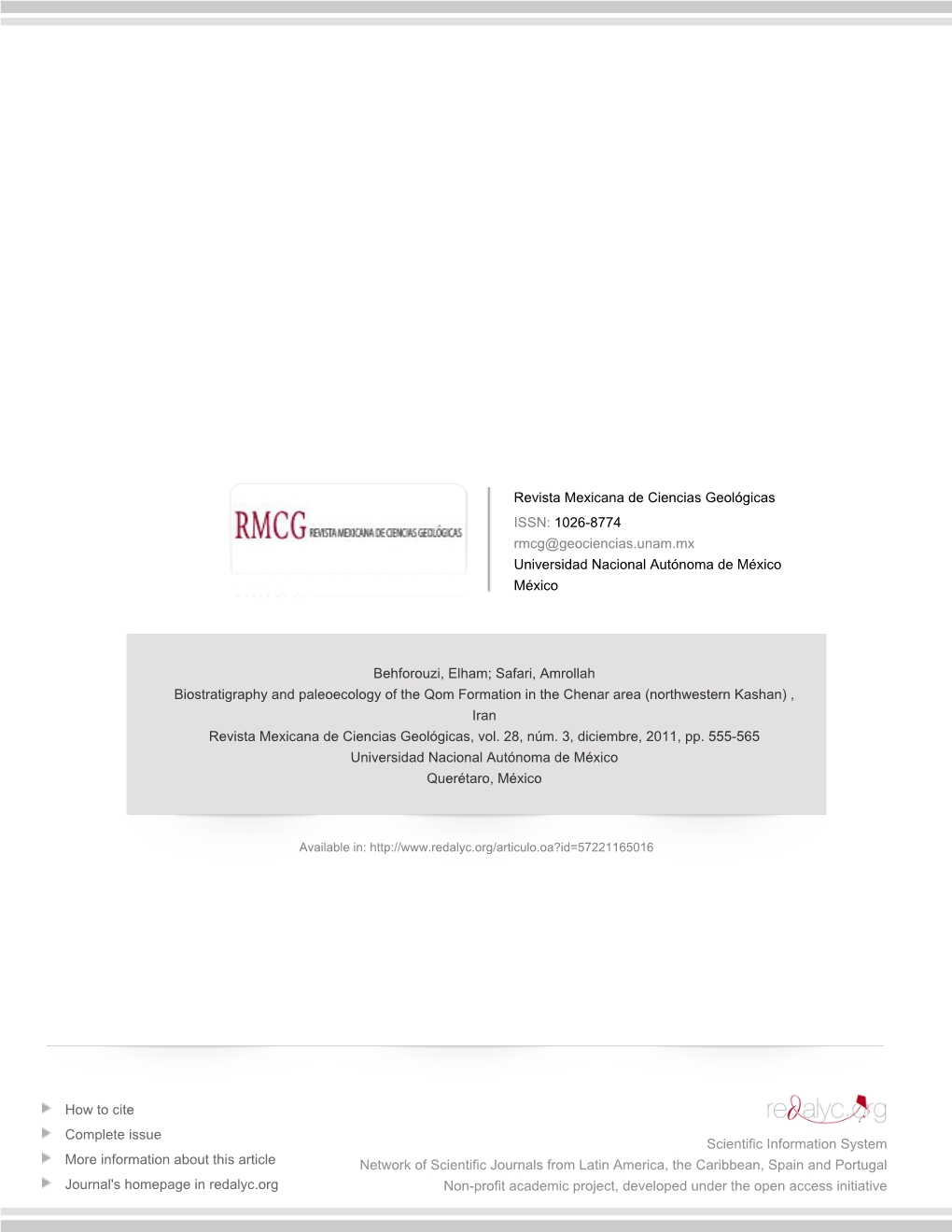 Redalyc.Biostratigraphy and Paleoecology of the Qom Formation