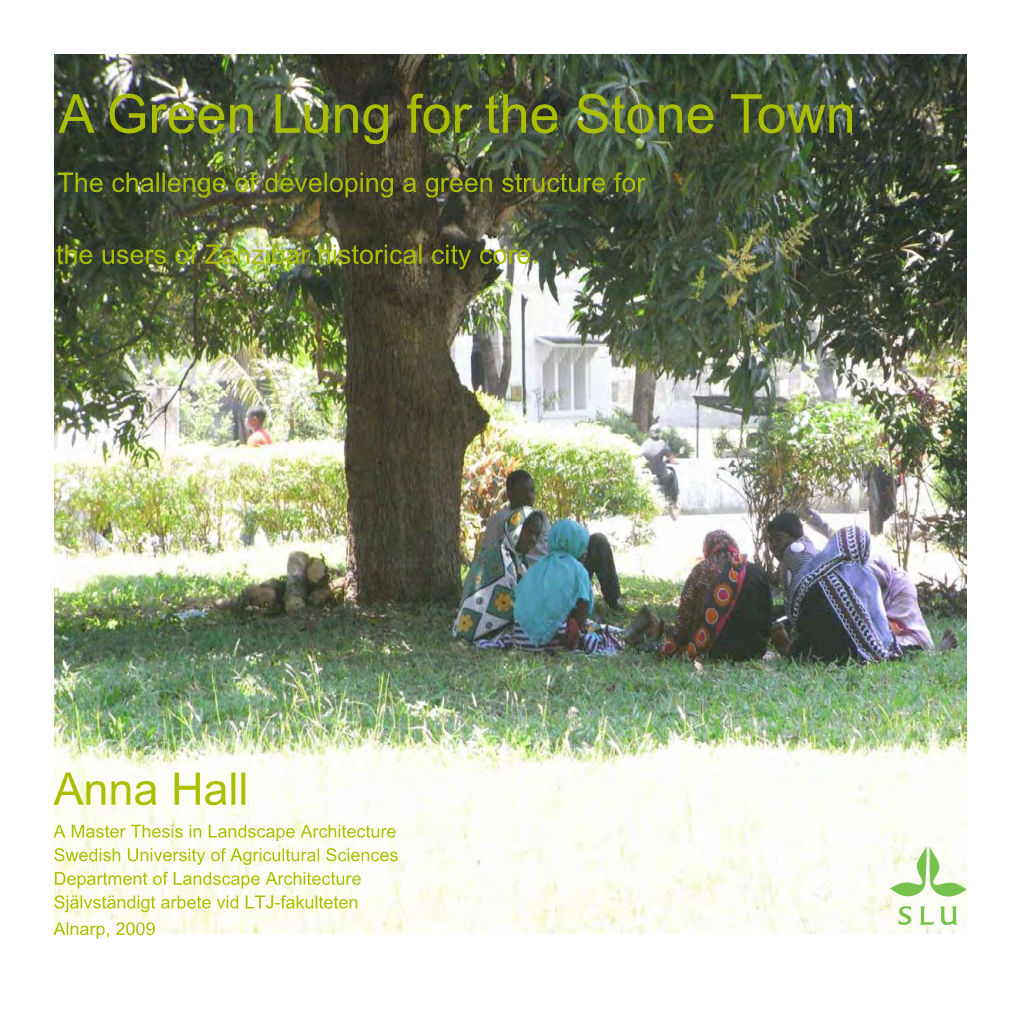 A Green Lung for the Stone Town the Challenge of Developing a Green Structure For