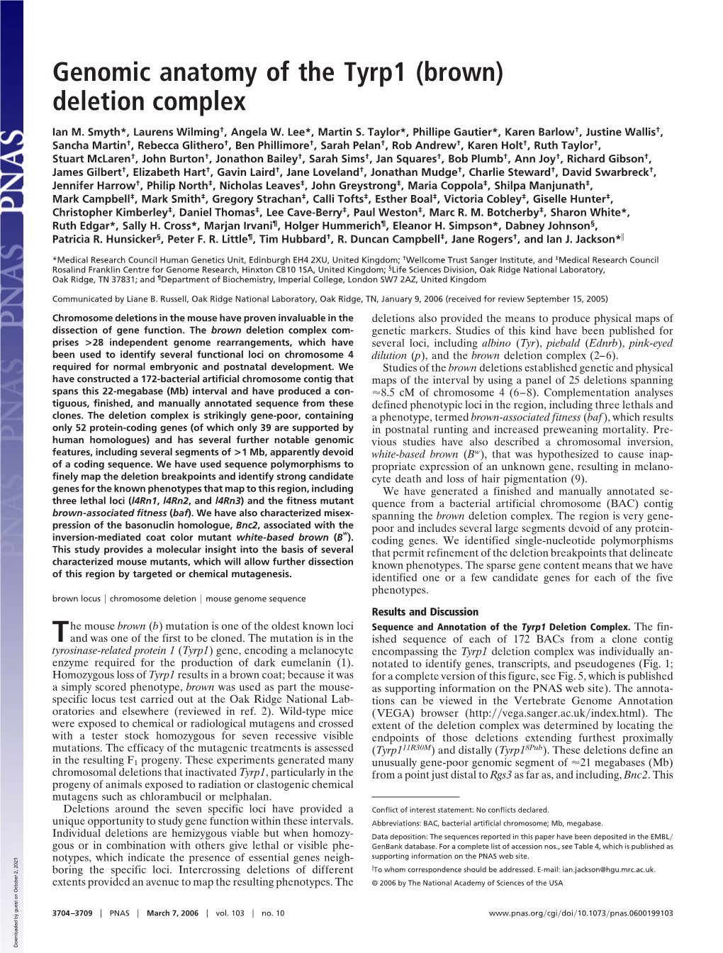 Genomic Anatomy of the Tyrp1 (Brown) Deletion Complex