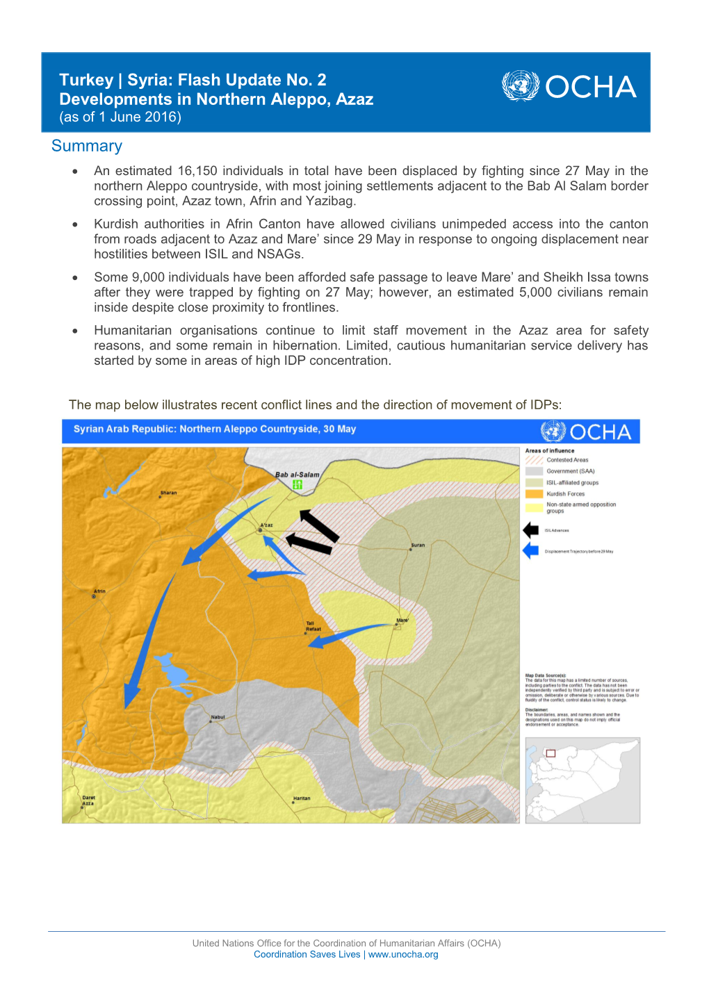 Turkey | Syria: Flash Update No. 2 Developments in Northern Aleppo