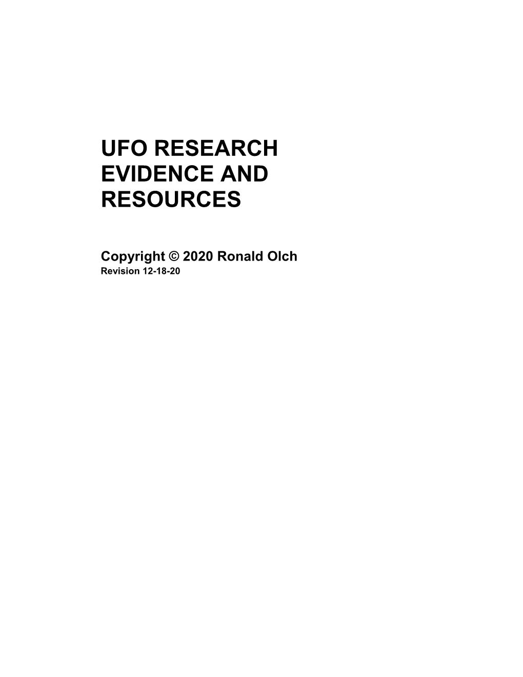 Ufo Research Evidence and Resources