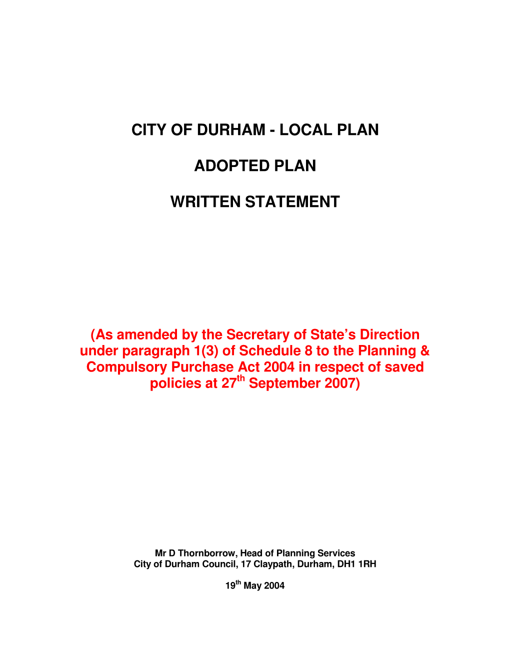 Durham City Local Plan