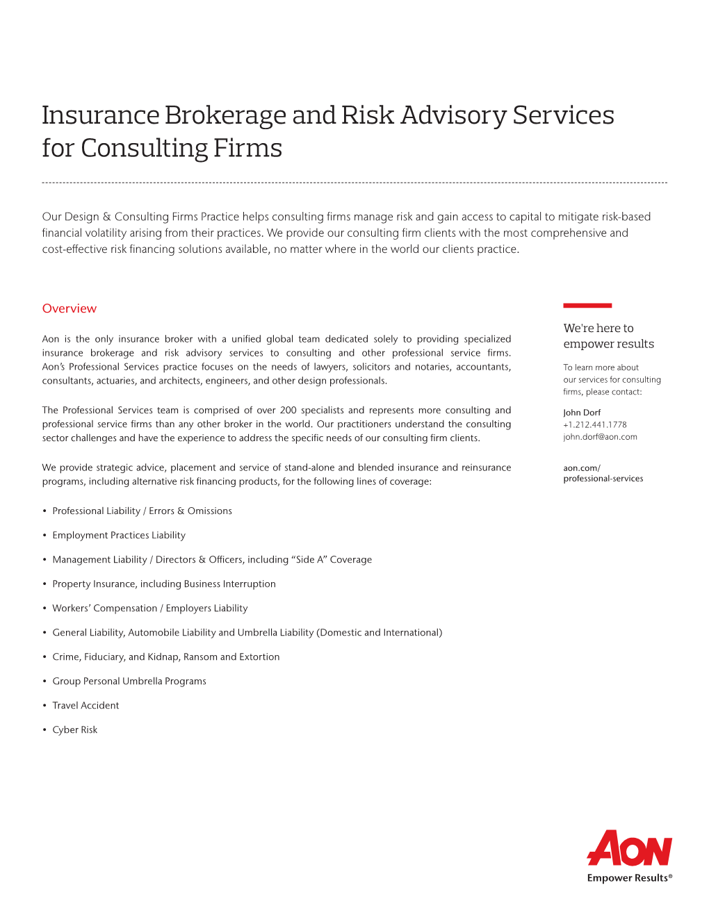 Insurance Brokerage and Risk Advisory Services for Consulting Firms