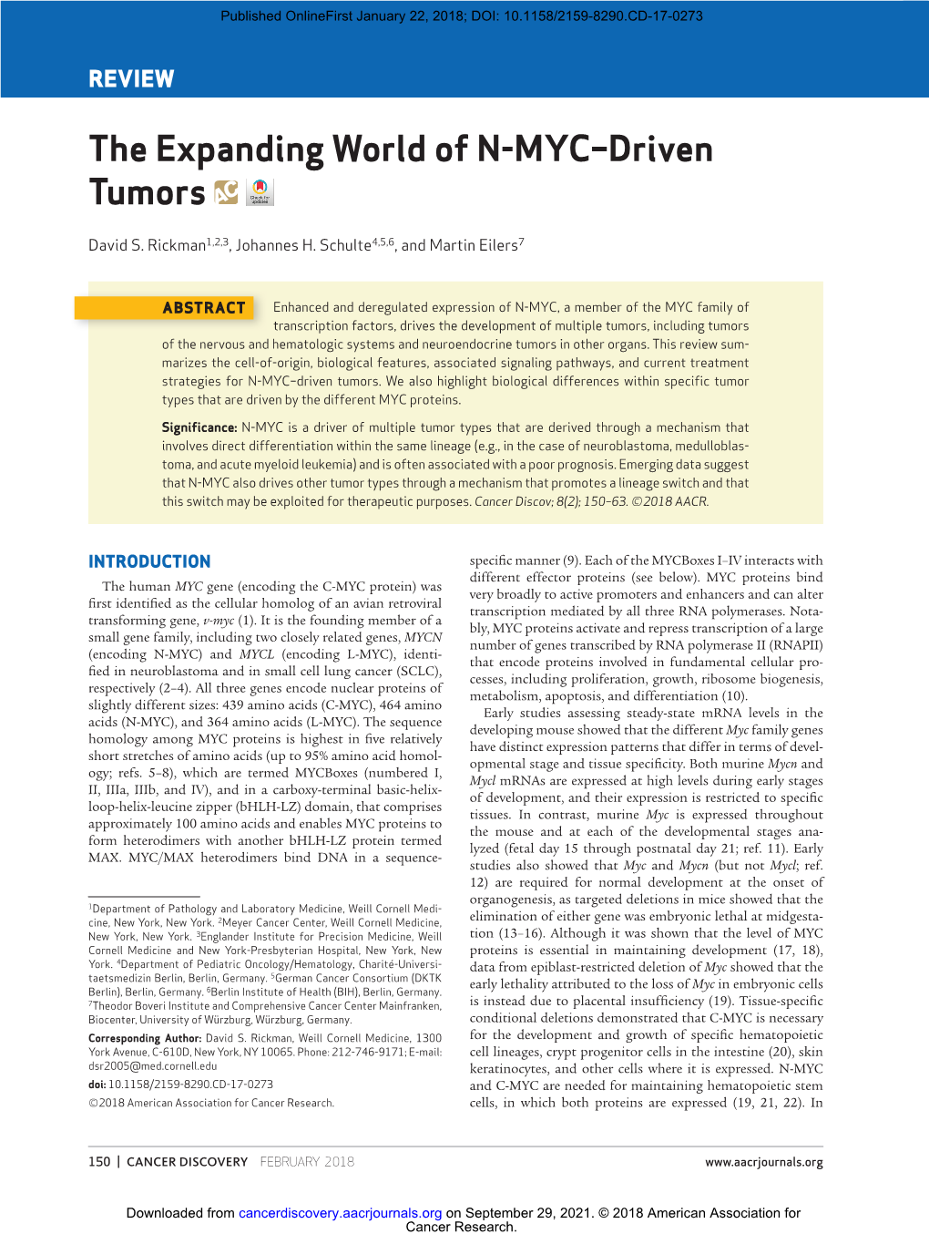 The Expanding World of N-MYC–Driven Tumors