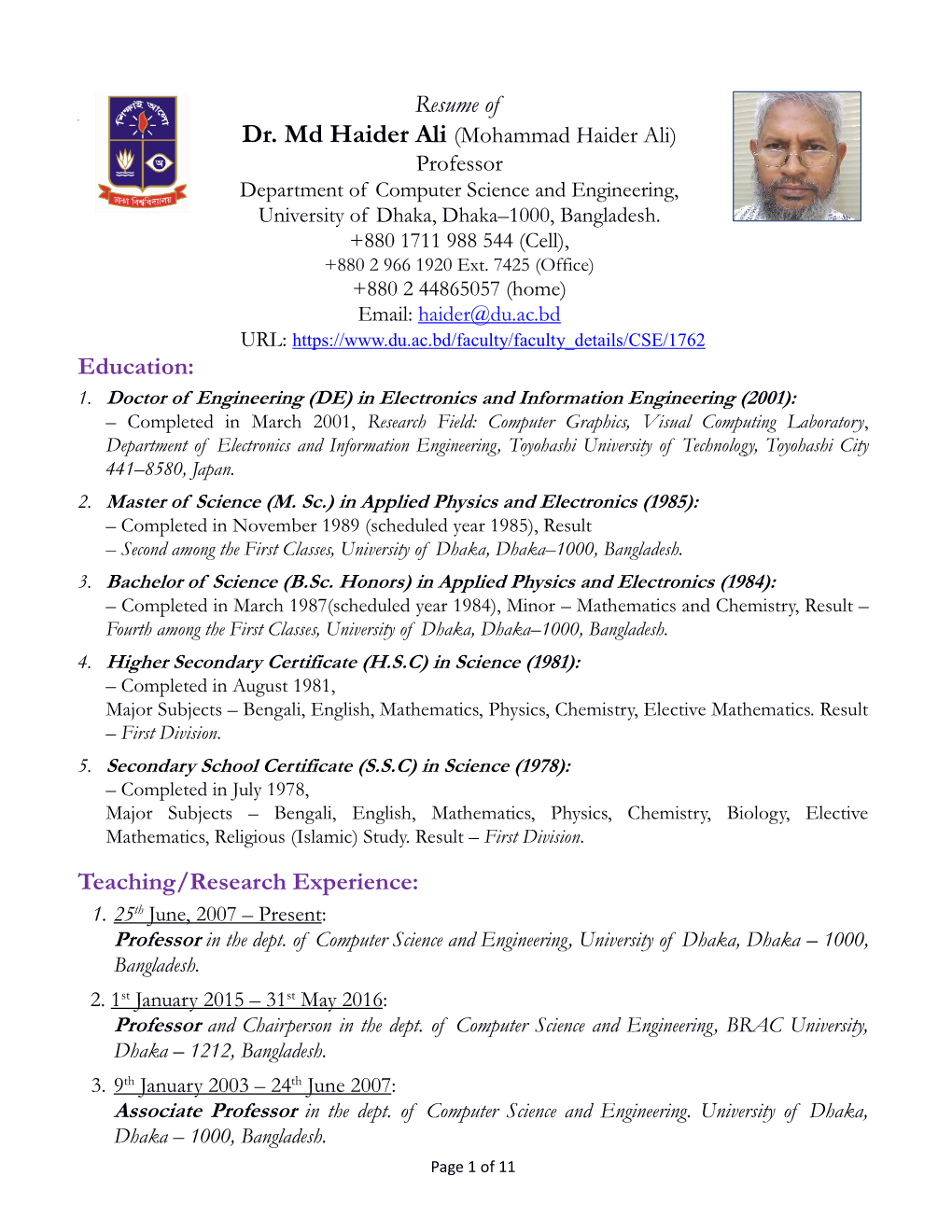 Ali, Md. Haider's Resume