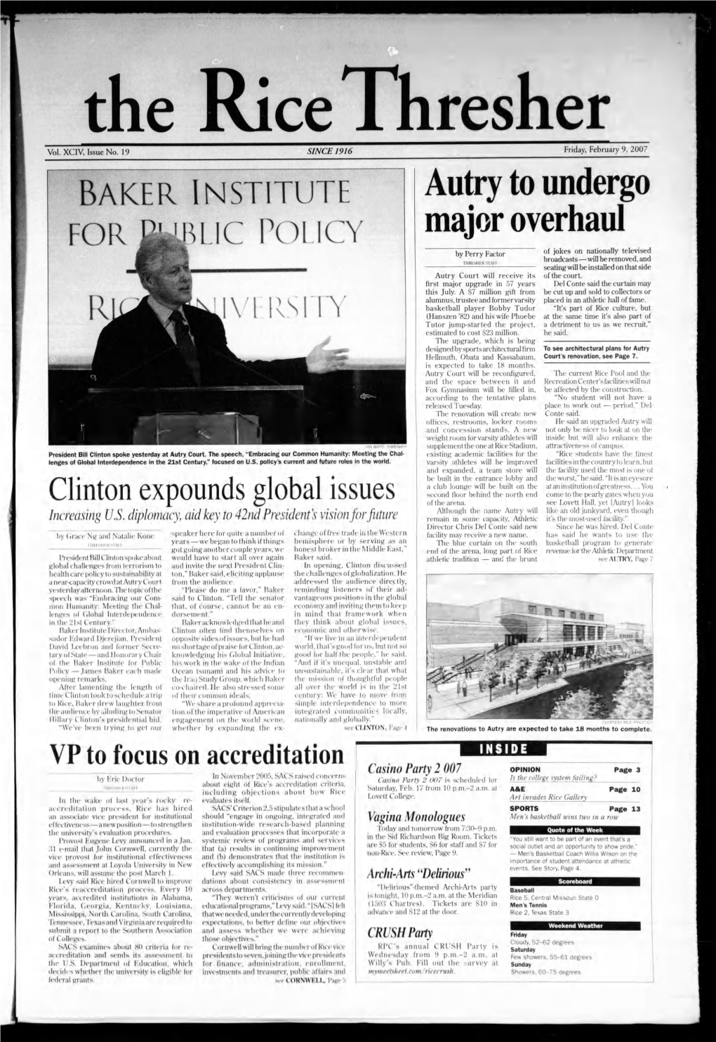 BAKER INSTITUTE Clinton Expounds Global Issues