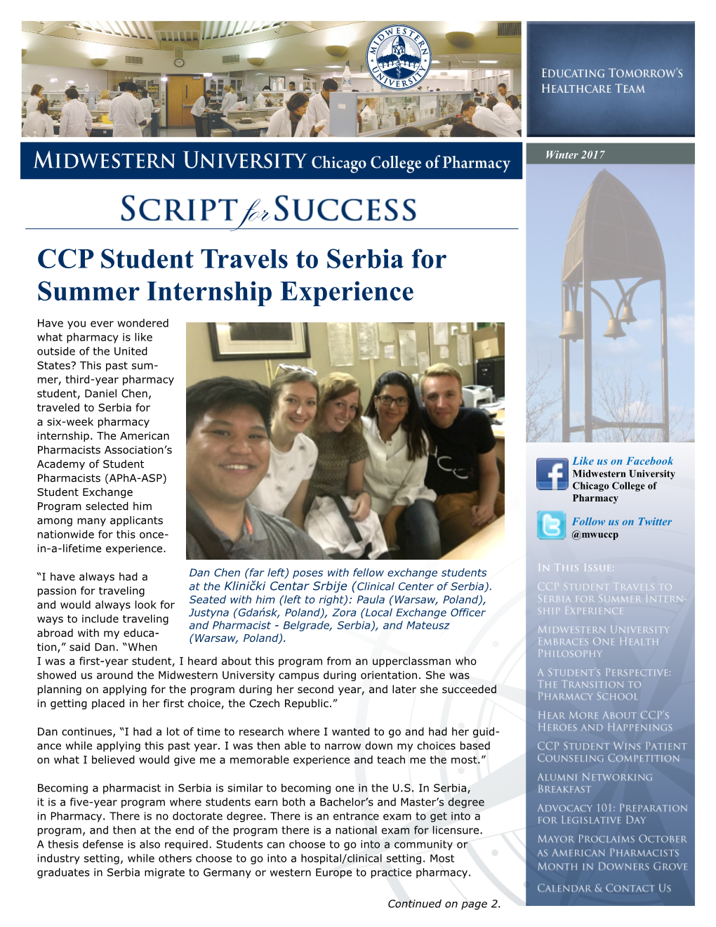 CCP Student Travels to Serbia for Summer Internship Experience