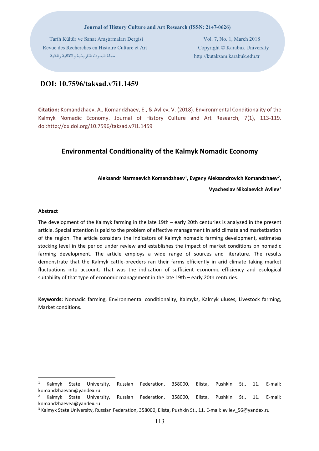 DOI: 10.7596/Taksad.V7i1.1459 Environmental Conditionality of The