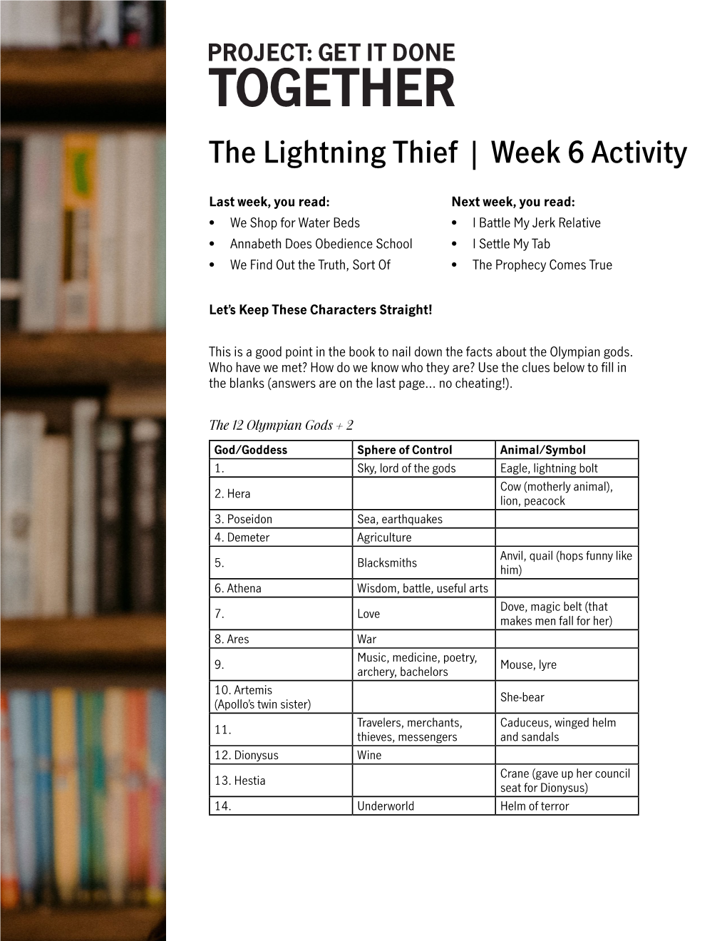 The Lightning Thief | Week 6 Activity