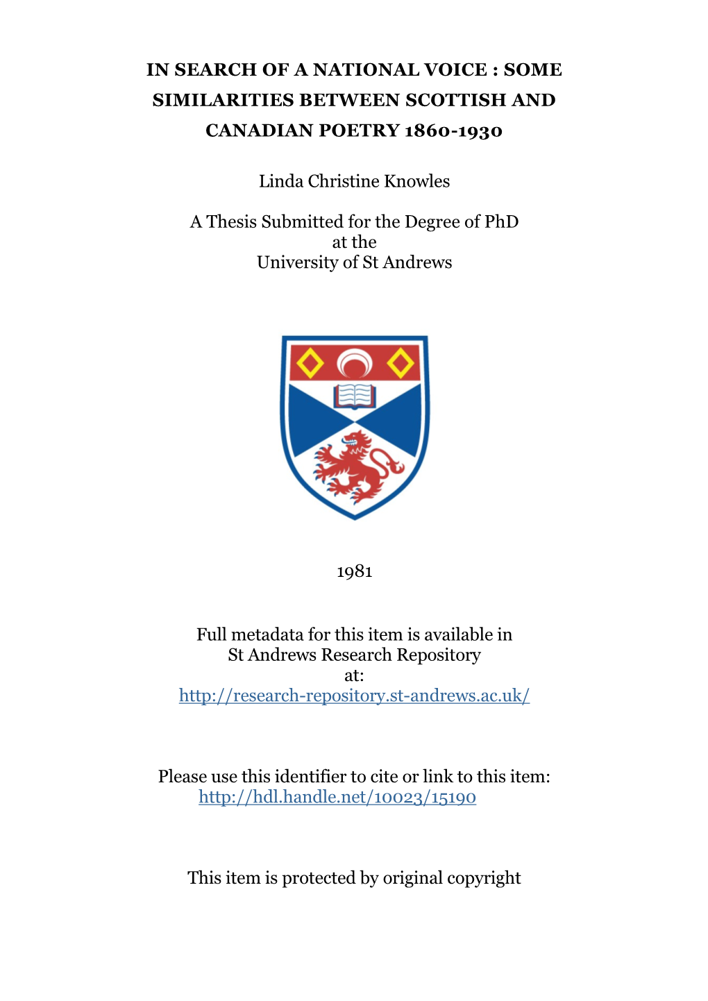 Linda Christine Knowles Phd Thesis