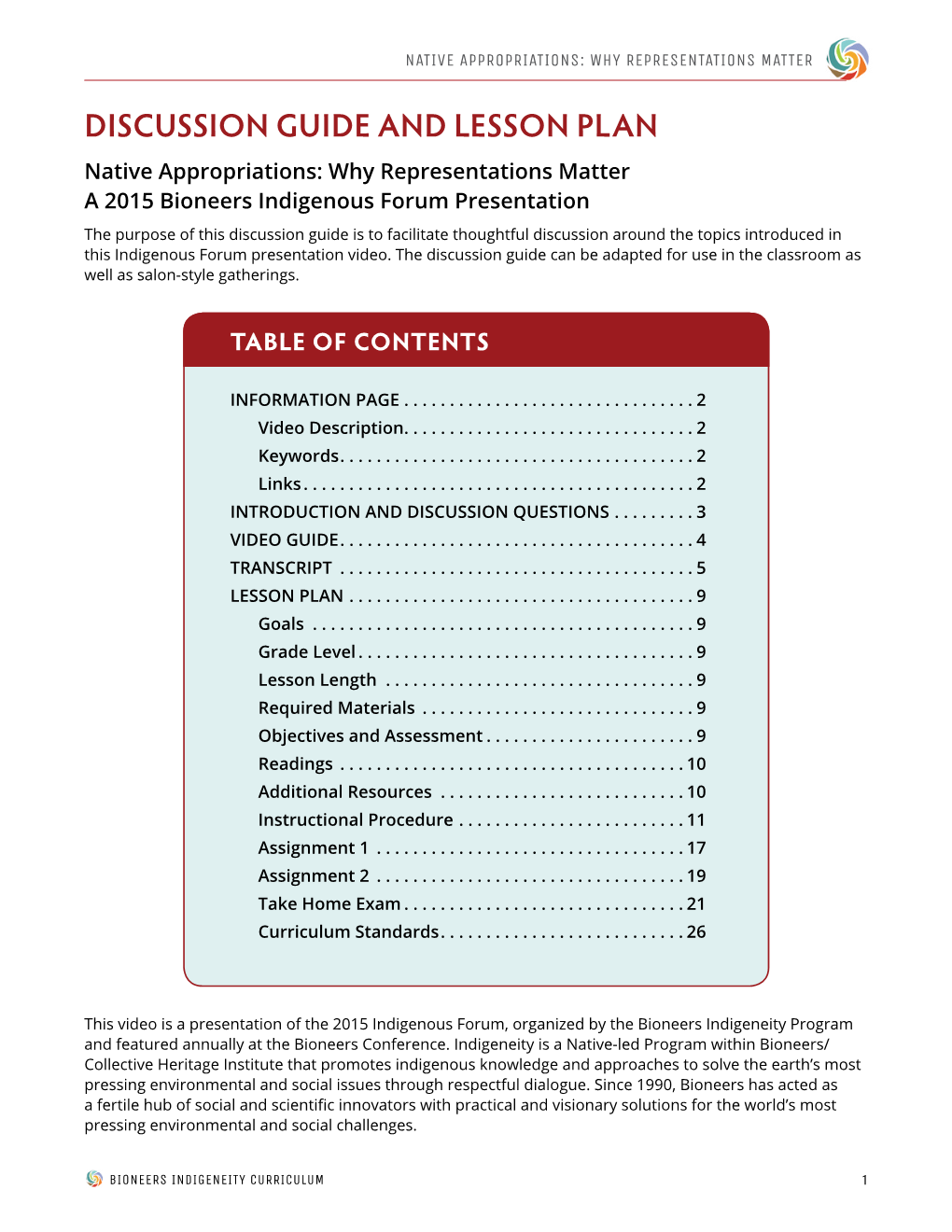 Discussion Guide and Lesson Plan