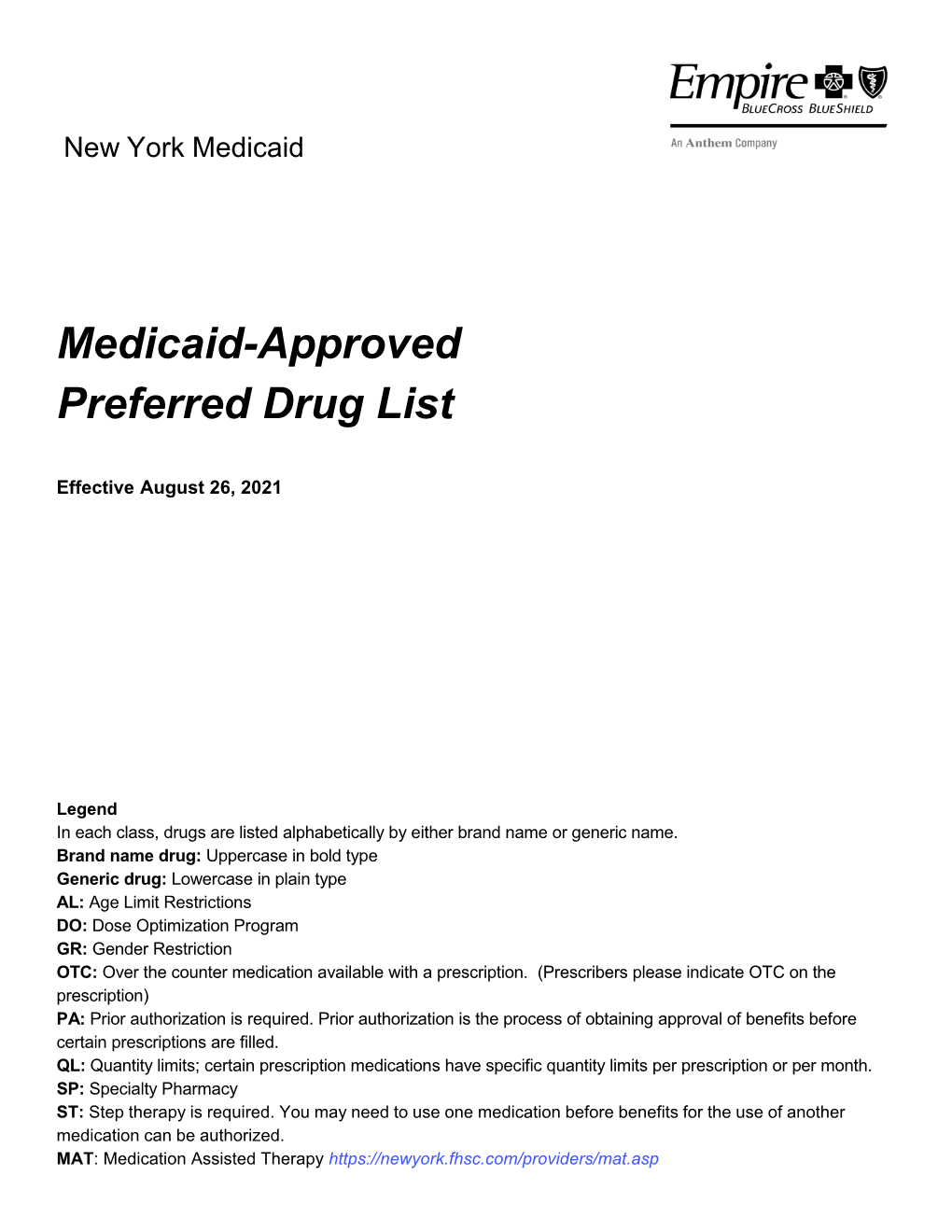 Medicaid-Approved Preferred Drug List