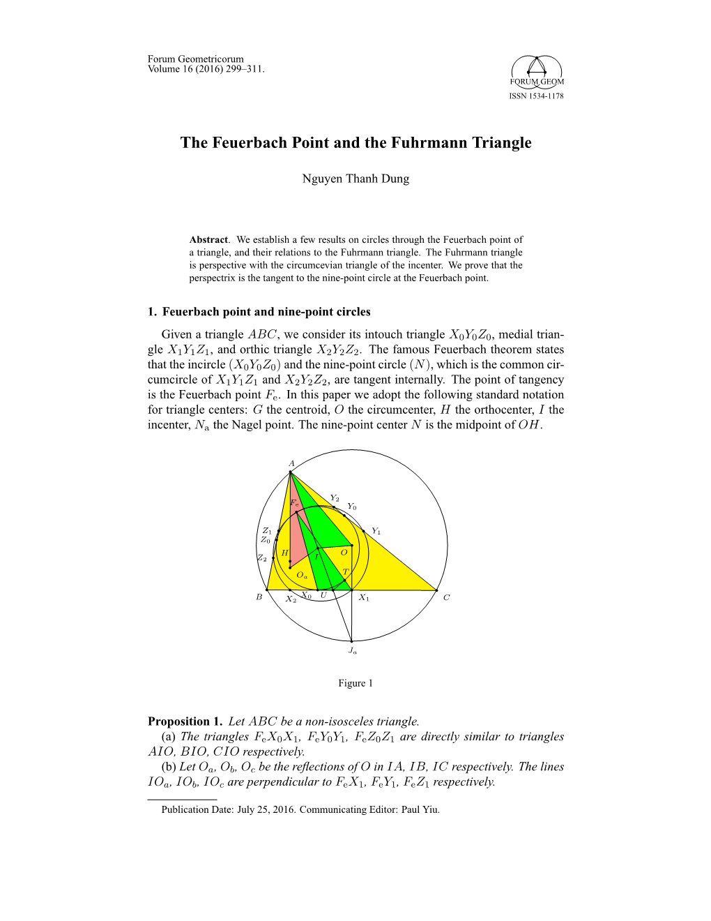 The Feuerbach Point and the Fuhrmann Triangle