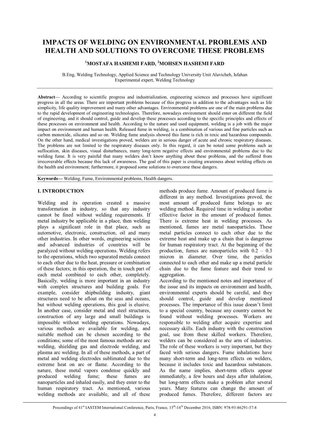 Impacts of Welding on Environmental Problems and Health and Solutions to Overcome These Problems