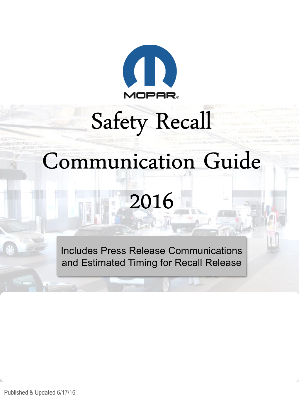 Safety Recall Communication Guide 2016