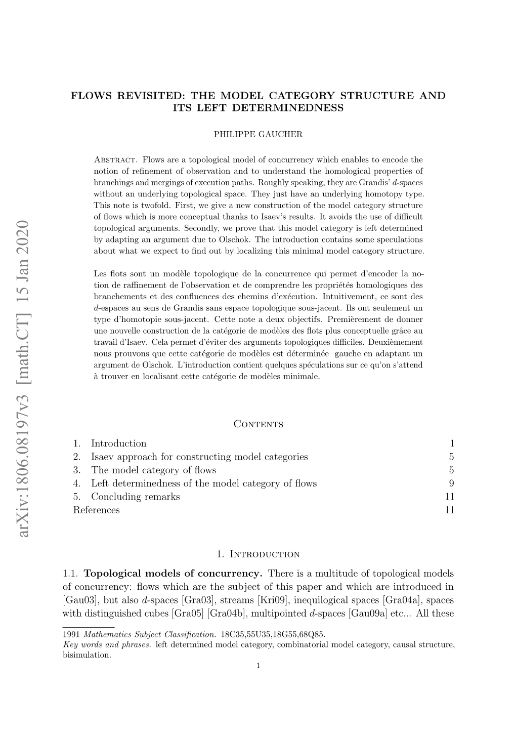 Flows Revisited: the Model Category Structure and Its Left Determinedness