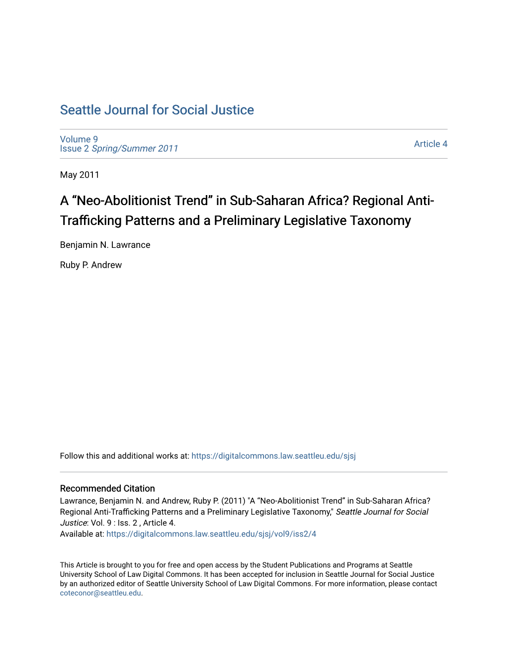 A Â•Œneo-Abolitionist Trendâ•Š in Sub-Saharan Africa? Regional Anti