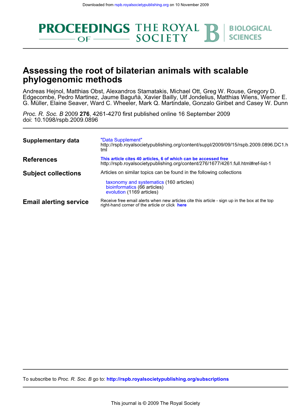 Phylogenomic Methods Assessing the Root of Bilaterian Animals with Scalable