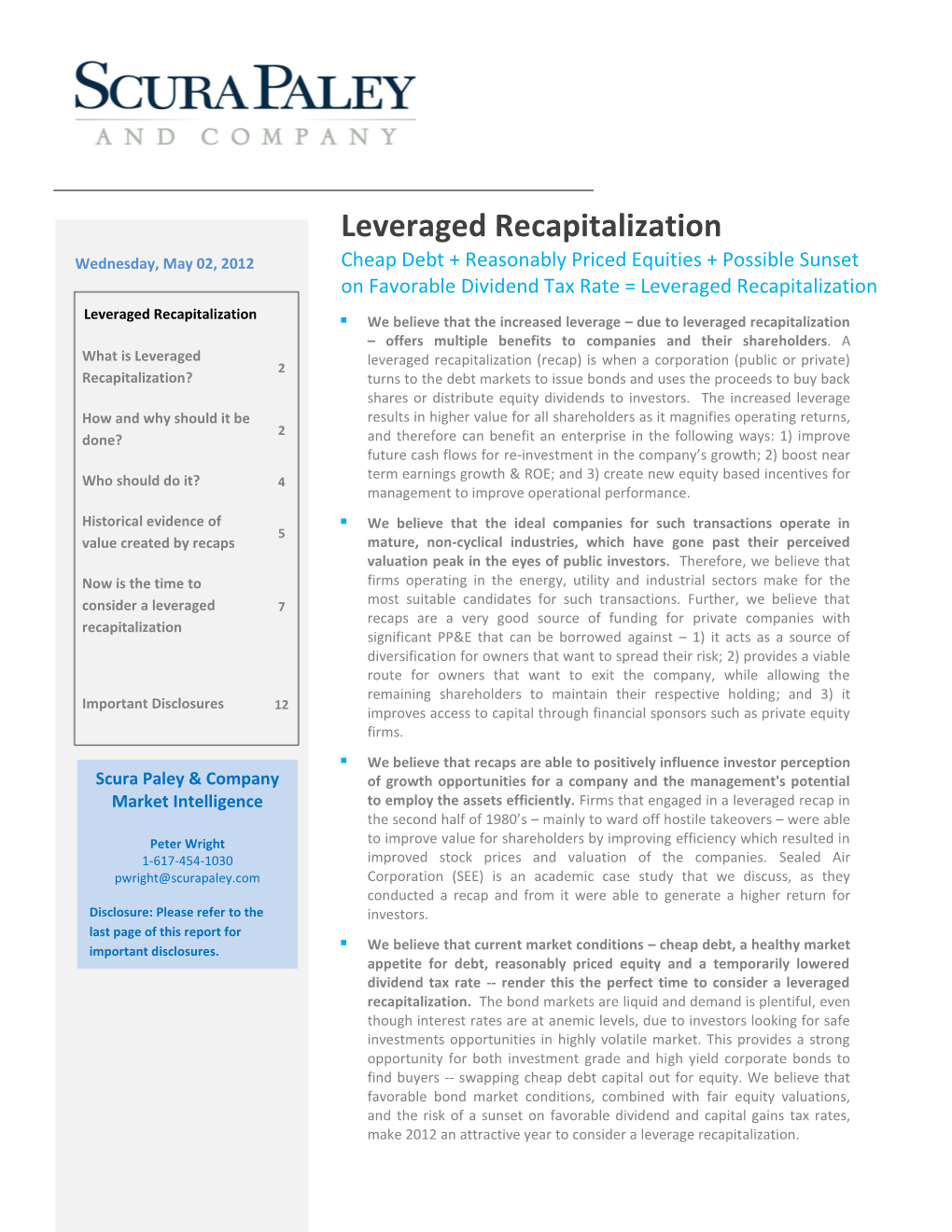 Leveraged Recapitalization