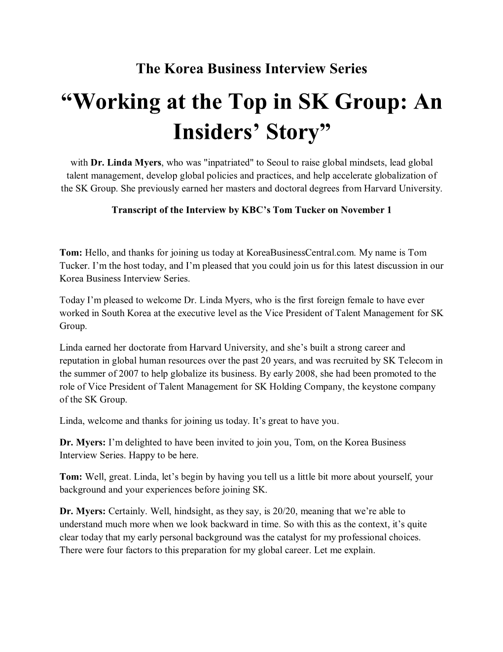 “Working at the Top in SK Group: an Insiders' Story”