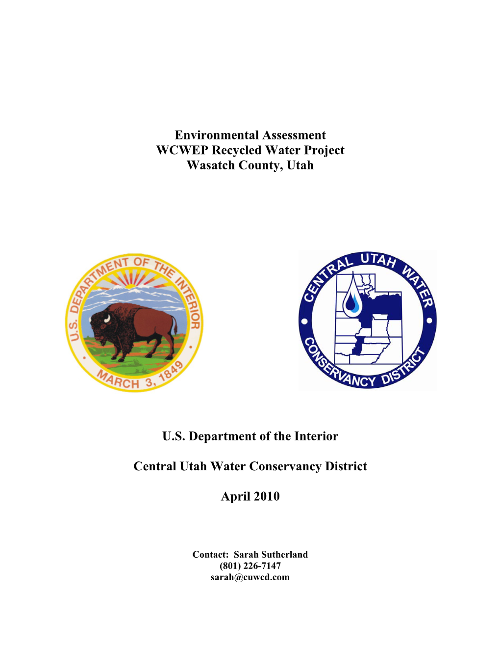 Environmental Assessment WCWEP Recycled Water Project Wasatch County, Utah