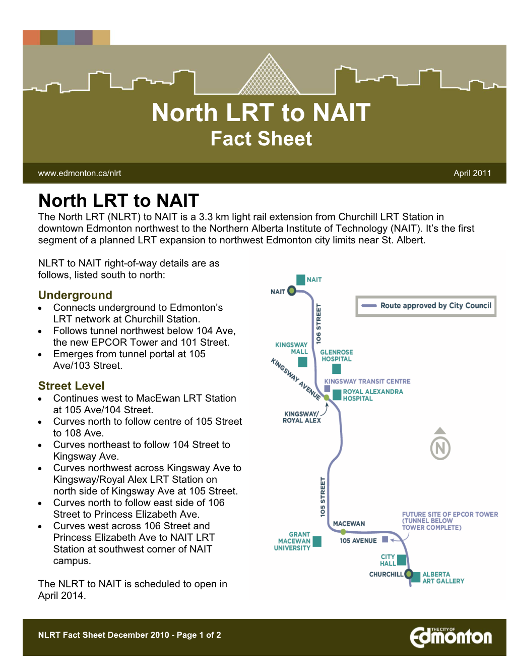 City of Edmonton LRT Fact Sheet