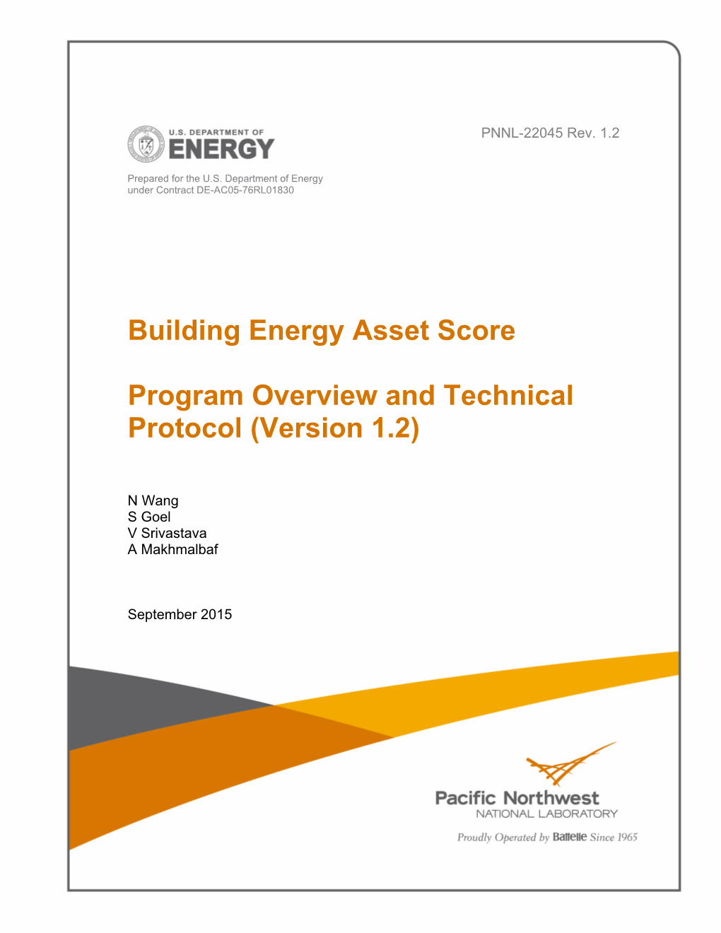 Building Energy Asset Score Program Overview and Technical Protocol