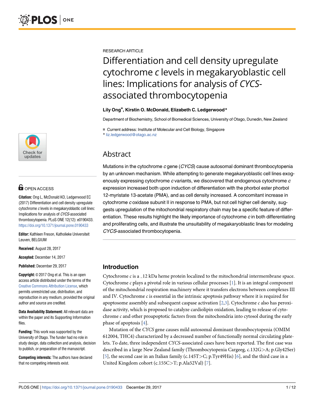 Differentiation and Cell Density Upregulate Cytochrome C Levels in Megakaryoblastic Cell Lines: Implications for Analysis of CYCS- Associated Thrombocytopenia