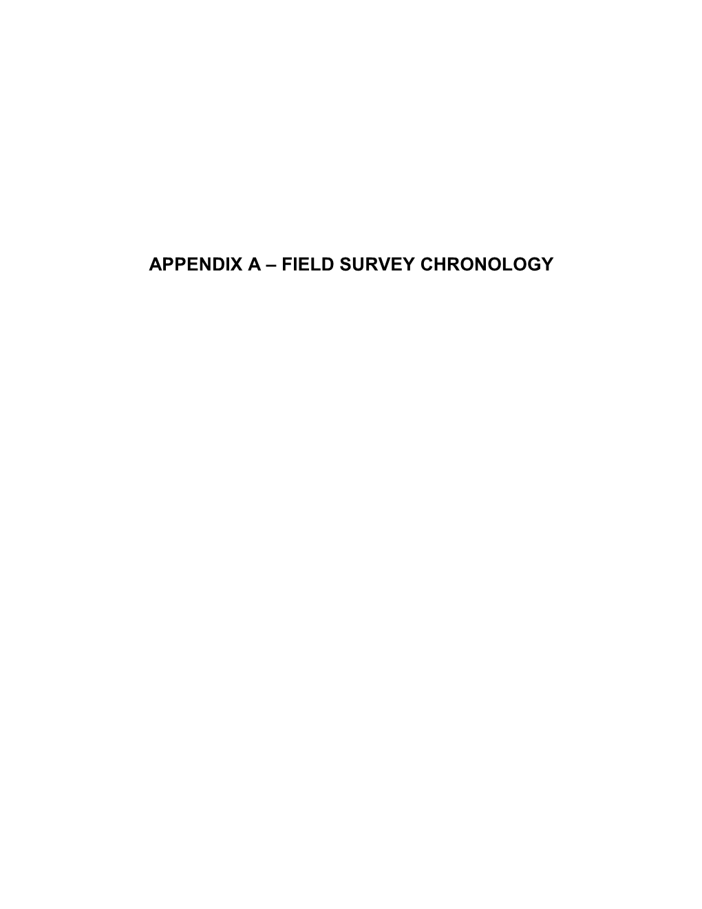 Appendix a – Field Survey Chronology