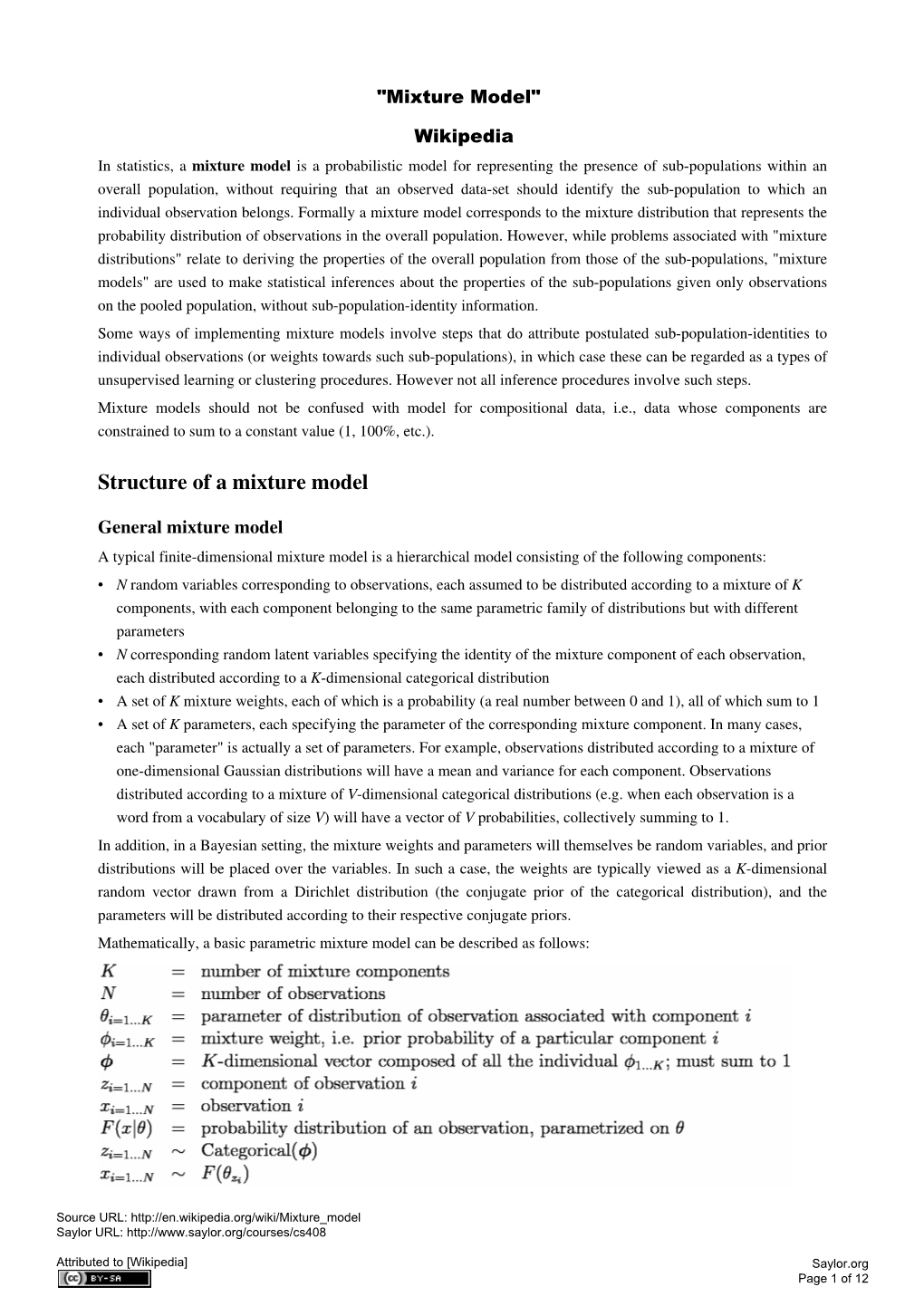 Structure of a Mixture Model