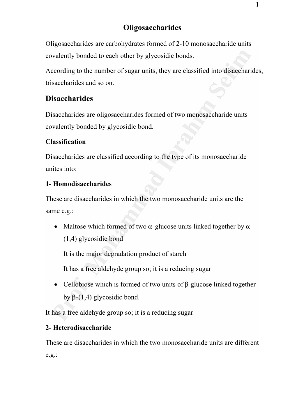 Oligosaccharides Disaccharides