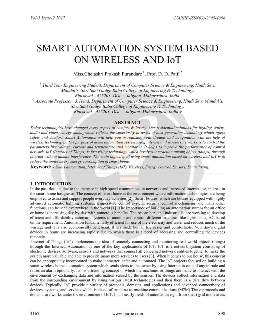 SMART AUTOMATION SYSTEM BASED on WIRELESS and Iot