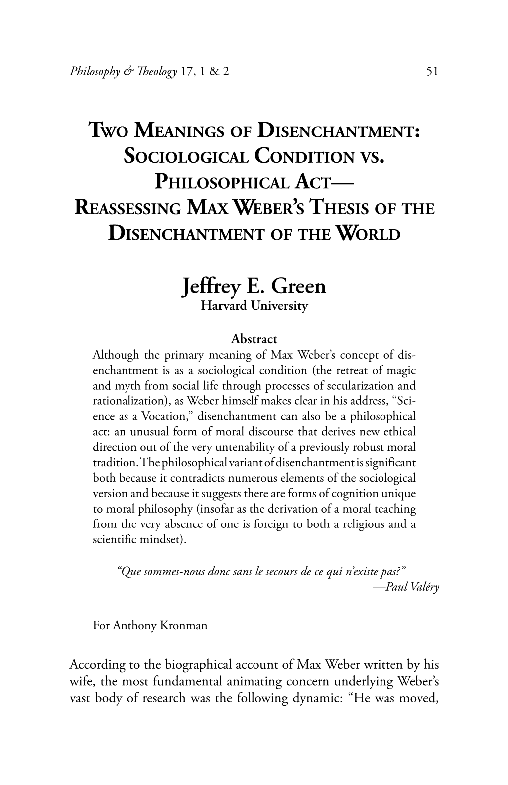 Two Meanings of Disenchantment: Sociological Condition Vs