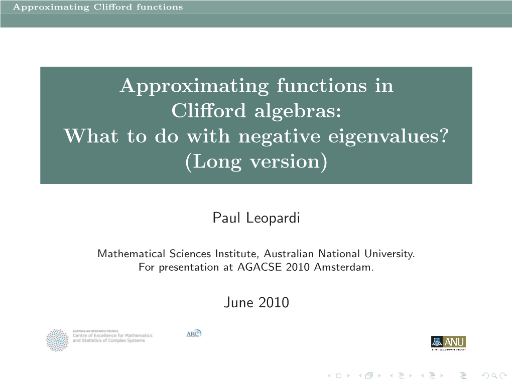 Approximating Functions in Clifford