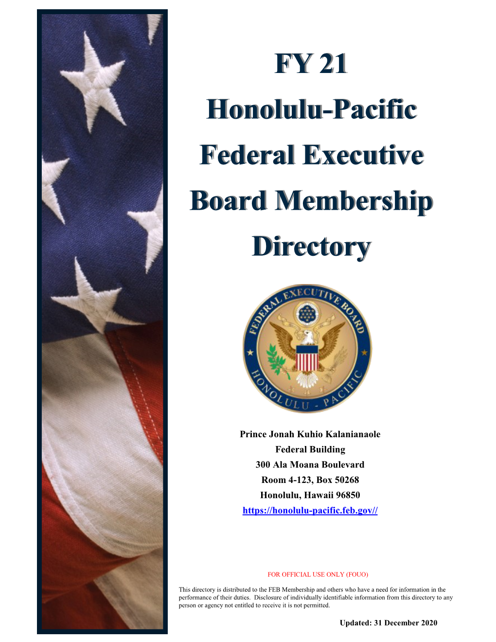 FY 21 Honolulu-Pacific Federal Executive Board Membership Directory