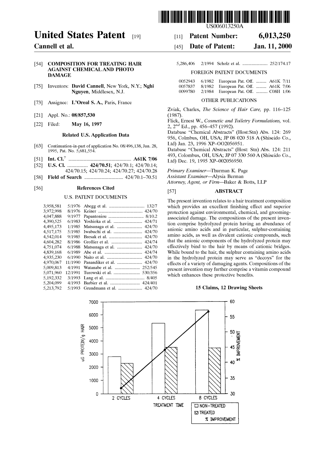 United States Patent (19) 11 Patent Number: 6,013,250 Cannell Et Al