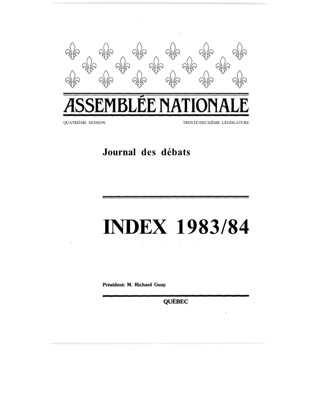 Index 1983/84 Table Des Matières