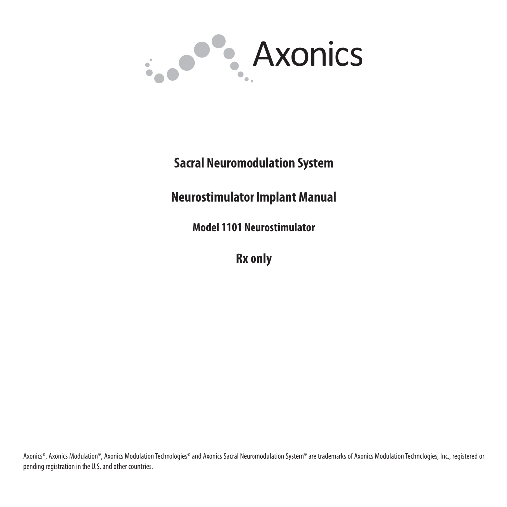 Sacral Neuromodulation System Neurostimulator Implant Manual