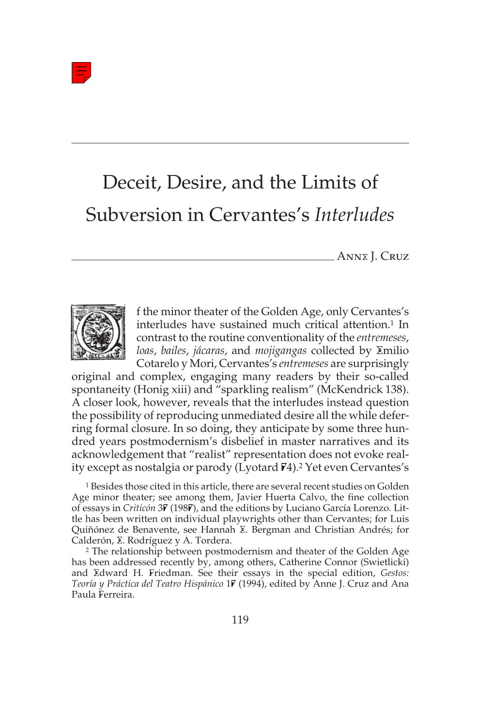 Deceit, Desire, and the Limits of Subversion in Cervantes's Interludes