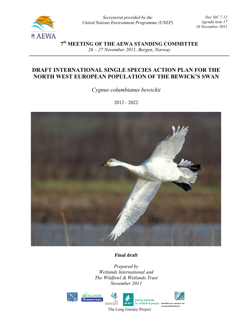 Bewick's Swan Single Species Action Plan