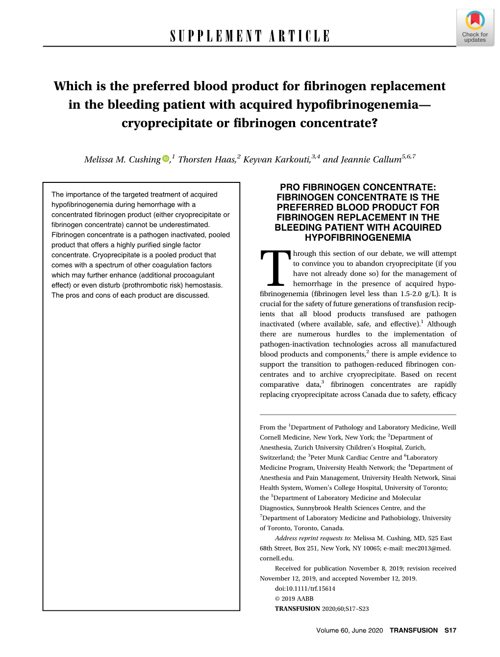 Which Is the Preferred Blood Product for Fibrinogen Replacement in The