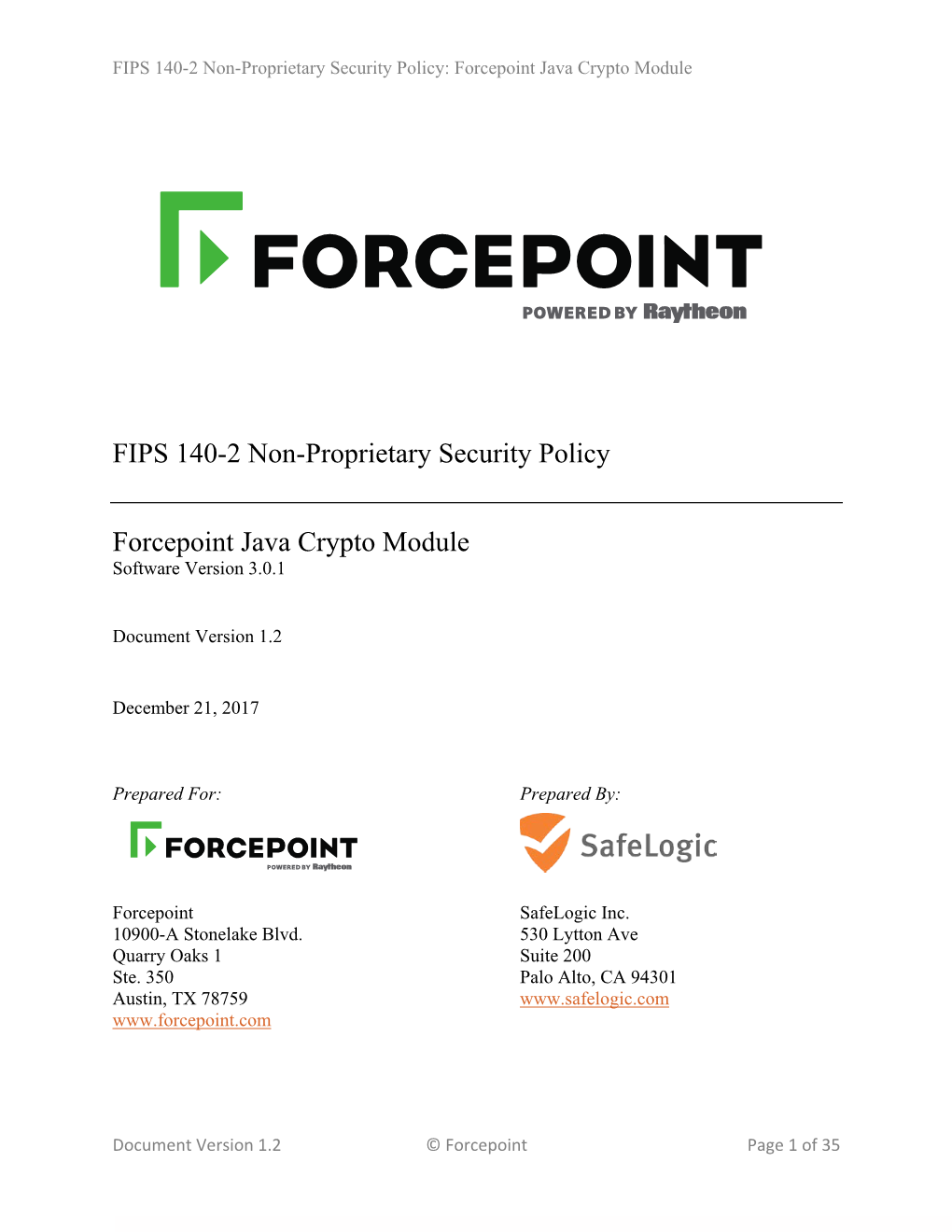 FIPS 140-2 Non-Proprietary Security Policy Forcepoint Java Crypto Module