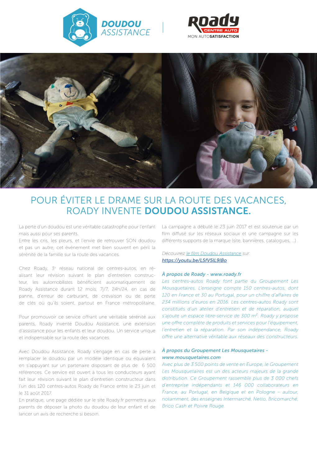 Pour Éviter Le Drame Sur La Route Des Vacances, Roady Invente Doudou Assistance