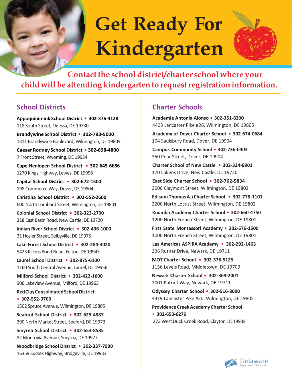 Kindergarten School Contact List