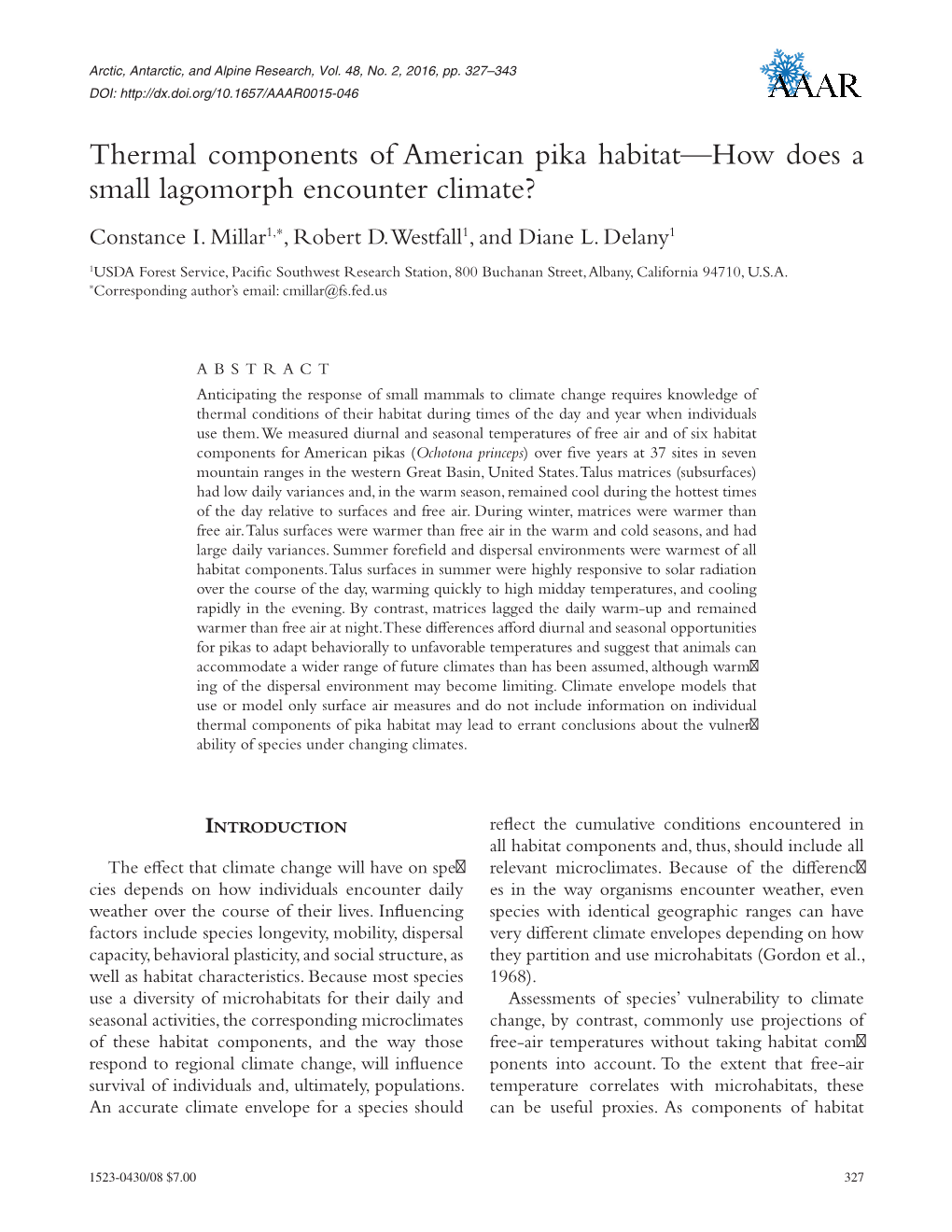 Thermal Components of American Pika Habitat—How Does a Small Lagomorph Encounter Climate? Constance I