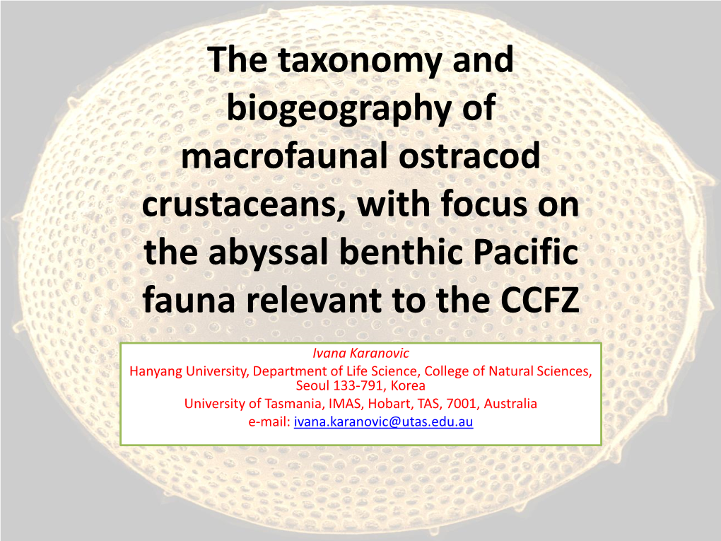 The Taxonomy and Biogeography of Macrofaunal Ostracod Crustaceans