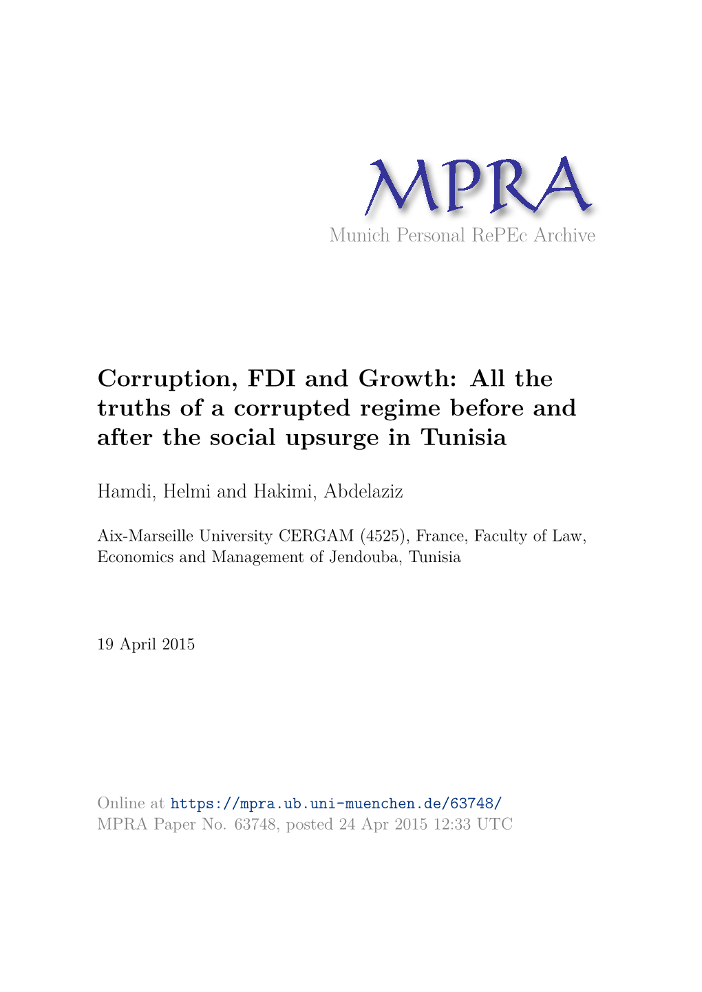 Corruption FDI and Growth 2 MPRA