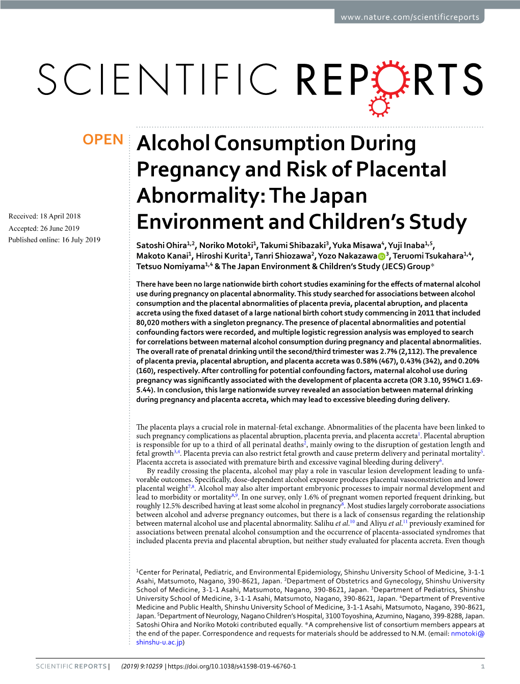 Alcohol Consumption During Pregnancy and Risk of Placental